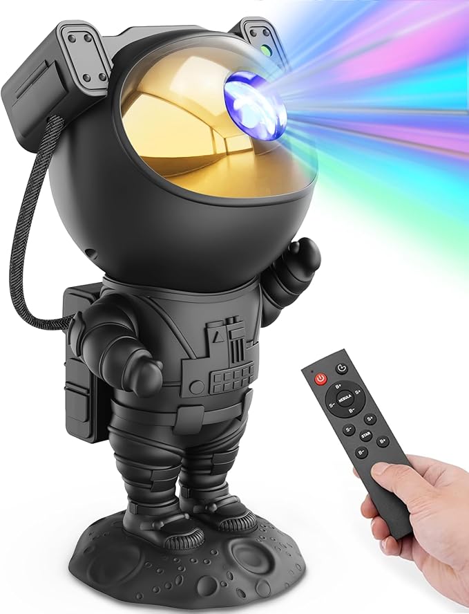Mooyran Galaxy Projector for Gaming Room Decor - Black Astronaut Star Projector, Cool Stuff for Men's Bedroom Accessories, LED Nebula Light with Remote, for Teen Boys & Gamers