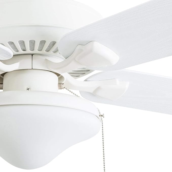 Honeywell Ceiling Fans Belmar 52 Inch Ceiling Fan With Light, Indoor/Outdoor Ceiling Fan with Pull Chain, LED Tri-Mount 5 Blade Design, ETL Damp Rated, White (50513-01)