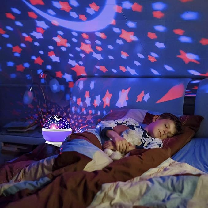 Star Projector Night Lights for Kids, Birthday Gifts for 1-4-6-14 Year Old Girl and Boy, Projection Lamp for Kids Bedroom, Glow in The Dark Stars and Moon for Child Asleep Peacefully- Purple