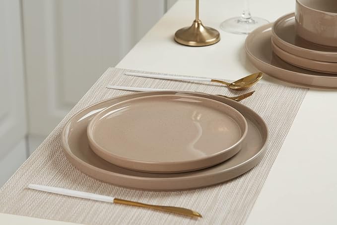 famiware Nebula 6 Pieces Salad Plates Set, 8 inch Dessert Plates, Scratch Resistant, Stoneware Dinnerware, Kitchen Modern Rustic Serving Dishes, Brown