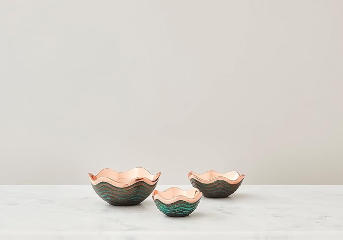 nambe Mini Copper Canyon Bowl | 4.5-Inch Fruit Bowl for Kitchen Counter, Table, Mantel Décor | Decorative Scalloped Edge Vegetable Basket | Salad Serving Bowl | 6.5-Ounce