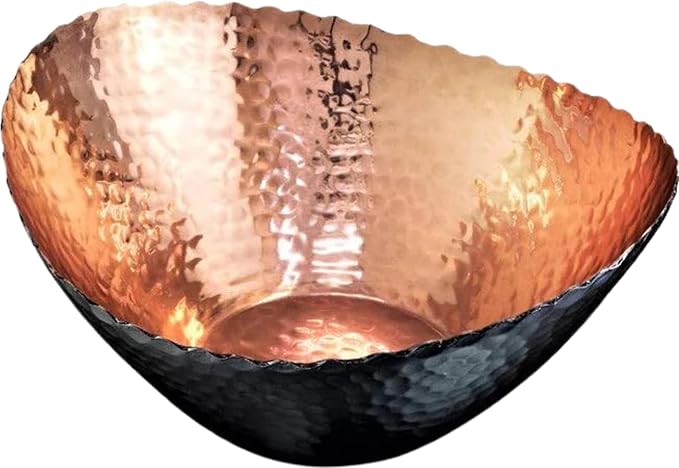 Monarch Abode Hand Hammered Decorative Bowl for Home Decor, 7.5-Inch Black and Copper Plated – Key Bowl for Entryway Table, Catch All, Decorative Fruit Basin, Key Holder, Bowls for Home Decor