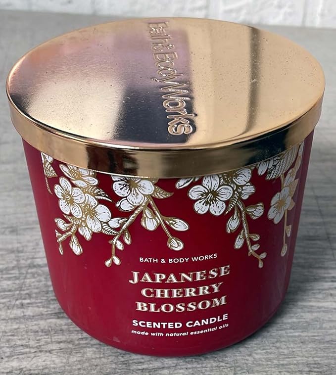 Bath and Body Works JAPANESE CHERRY BLOSSOM 3-Wick Candle 14.5 Ounce