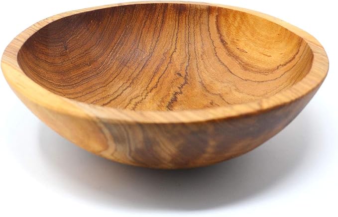 Global Crafts 9 Inch Hand-Carved Olive Wood Bowl, Uniquely Crafted in Kenya, Slight Variation Due to Handmade Nature