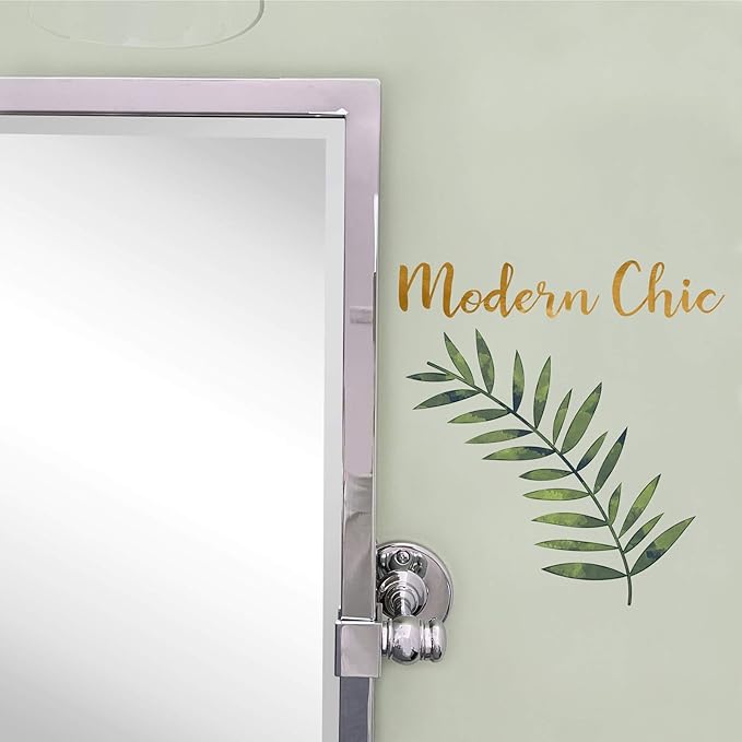 TEHOME Chrome Pivot Mirror Tilt Bathroom Mirror in Polished Nickel Tilting Beveled Vanity Mirrors in Chrome, 28.5x36''