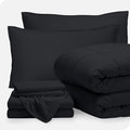 Bare Home Bed-in-A-Bag 7 Piece Comforter & Sheet Set - California King - Goose Down Alternative - Ultra-Soft 1800 Premium - Bed Set (Cal King, Black/Black)