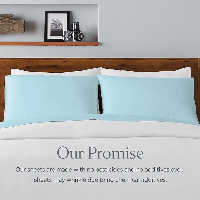 Ella Jayne Percale Sheets Twin (3 Pieces) Permium 100% Cotton Percale TC300, Hotel Luxury Collection, Deep Pockets and Cooling Twin Sheets Set Breathable Cotton Percale (Aqua)