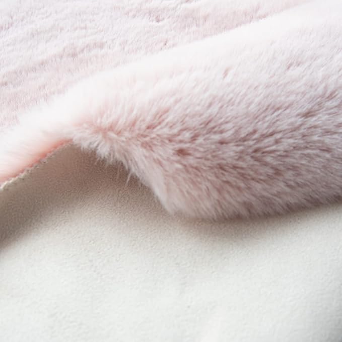 Pink Fluffy Washable Faux Rabbit Fuzzy Fur Area Rugs for Bedroom Large Furry Rugs for Living Room 2x10 Runner Nursery Rug Home Décor