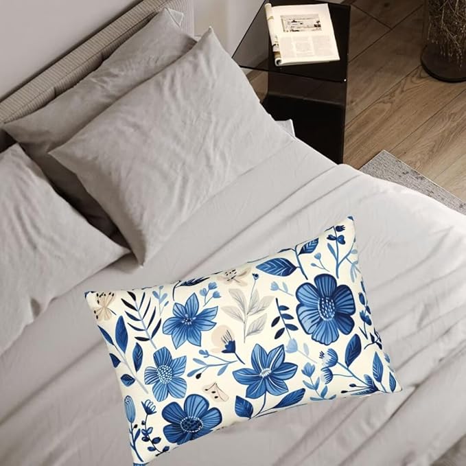 Throw Pillow Covers 16x24 Inch Pillow Covers Set of 2 Couch Pillows for Living Room, Blue Throw Pillows with Invisible Zipper, Soft Accent Pillows Decorative Pillows Farmhouse Decor, Scandinavian J334