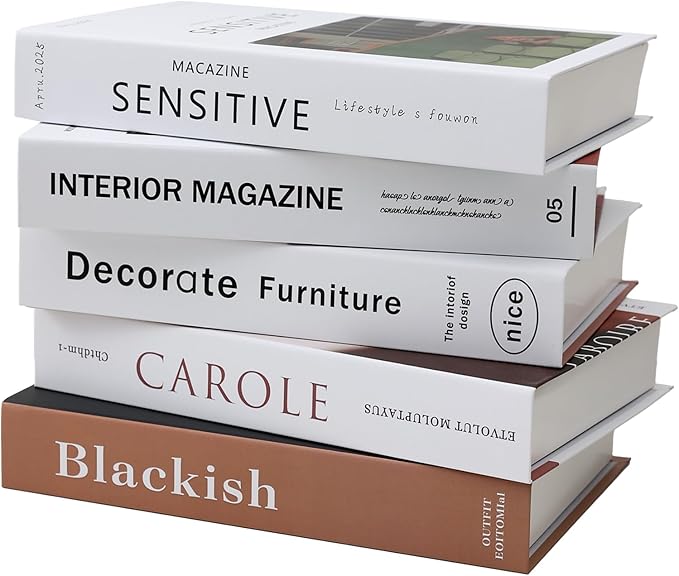 5 Pcs Fake Books for Decoration, Luyseyha Decorative Books for Coffee Table Decor, Room Decor Aesthetic, Faux Books Decor for Bookshelf, Shelf, Hollow Home Decor Books for Bedroom Room, Living Room