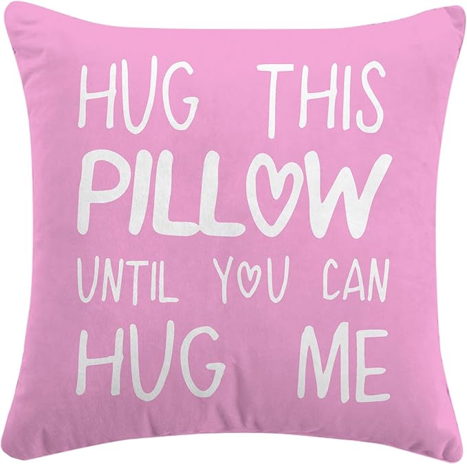 Sufamb Hug This Pillow Until You Can Hug Me Throw Pillow Covers Decor, 24'' x 24'' Pillow case, Boyfriend Girlfriend Birthday Gifts，Long Distance Relationships Gifts， Valentine's Day Gifts(Lilac)