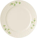 Belleek Shamrock Dinner Plate - Handcrafted Fine Parian China Ceramic Plate - 11.5"D Microwave Safe Porcelain Dinnerware, White