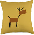 Cute Scandinavian Animals Designs Chic Deer Moose Scandinavian Elk Minimalism Reindeer Throw Pillow, 18x18, Multicolor