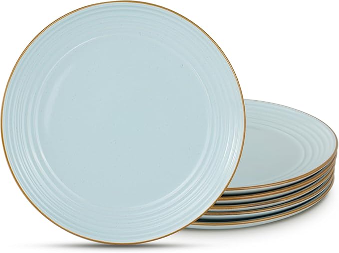 famiware Jupiter Dinner Plates Set of 6, 10.5 Inch Plate Sets, Microwave and Dishwasher Safe, Scratch Resistant, Kitchen Plates Perfect Serving Dishes, Light Blue