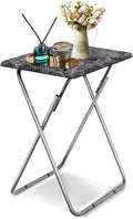 Garden 4 you Portable Folding TV Tray/TV Trays Foldable Dinner Snack Trays Table, Portable Foldable Table Small Sofa Bedside Tables with Light Weight, 15 x 18.9 x 26 in(Black Marble,1PC)