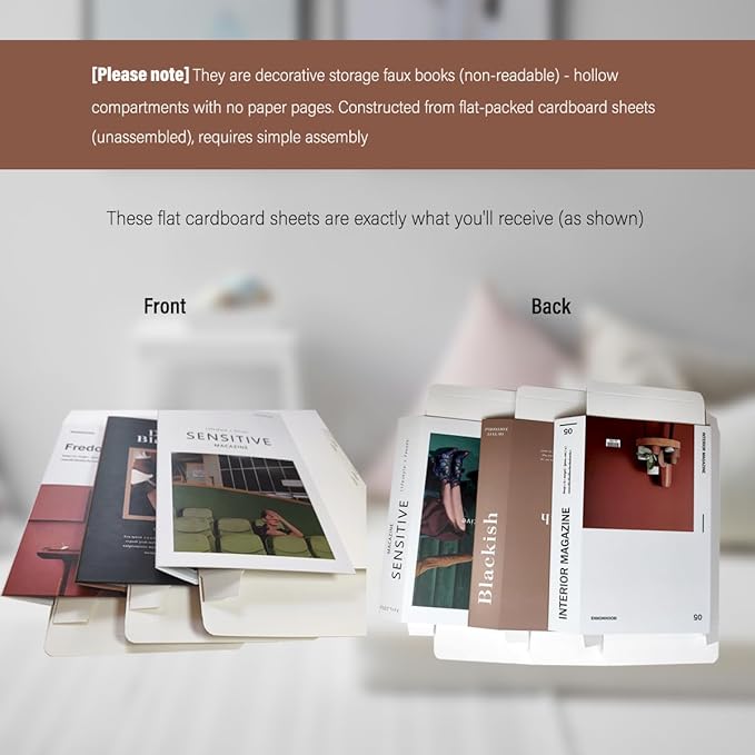 5 Pcs Fake Books for Decoration, Luyseyha Decorative Books for Coffee Table Decor, Room Decor Aesthetic, Faux Books Decor for Bookshelf, Shelf, Hollow Home Decor Books for Bedroom Room, Living Room