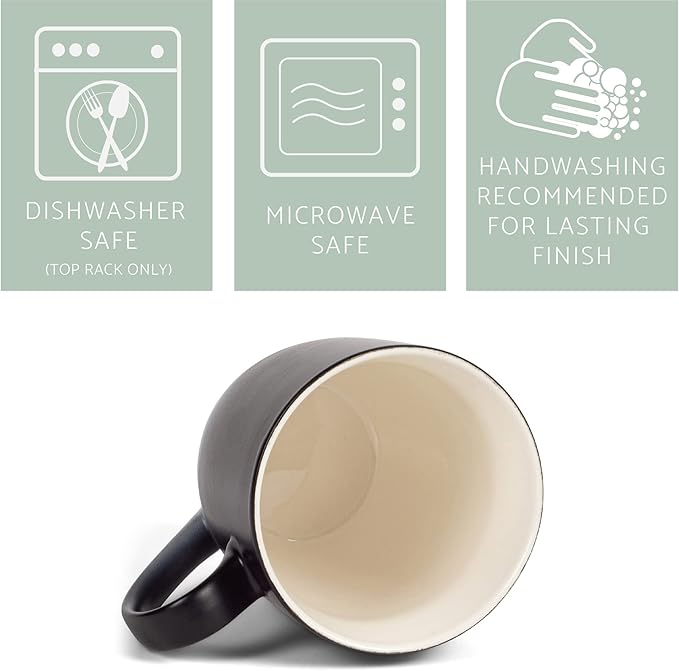 Elanze Designs Black White Two Toned Ombre Matte 12 ounce Ceramic Stoneware Coffee Cup Mugs Set of 4