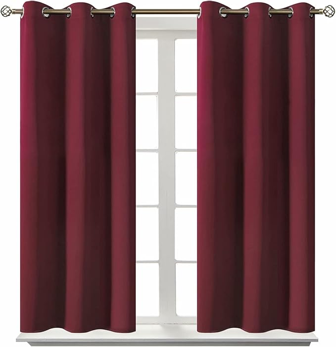 BGment Blackout Curtains for Bedroom - Grommet Thermal Insulated Room Darkening Curtains for Living Room, Set of 2 Panels (38 x 54 Inch, Burgundy)