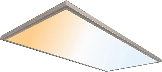 Ultralux 2x4 ft Surface Mount Ceiling Light Panel – Slim, Edge Lit, Flush Mount Flat Panel for Kitchen, Home & Office - TRIAC Dimmable, 3CCT Adjustable Color Temperature (Brushed Nickel, 1 Pack)