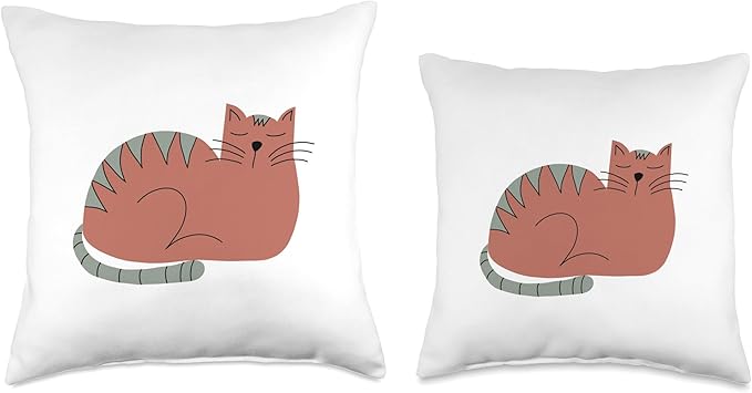 Cute Scandinavian Animals Designs Scandinavian Mom Boho Cat Throw Pillow, 16x16, Multicolor