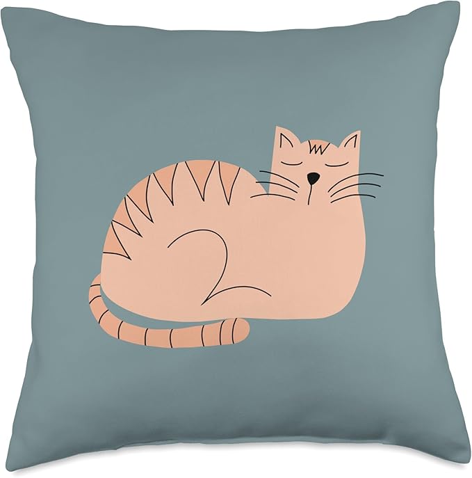 Cute Scandinavian Animals Designs Scandinavian Mom Boho Cat Throw Pillow, 18x18, Multicolor