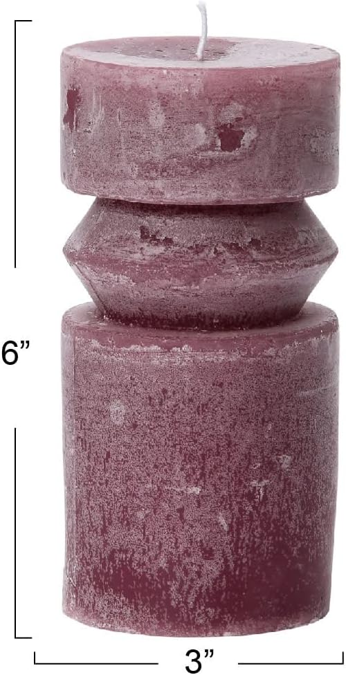Creative Co-Op Unscented Totem Pillar, Pinot Candles, 3" L x 3" W x 6" H, Purple (Pack of 2)