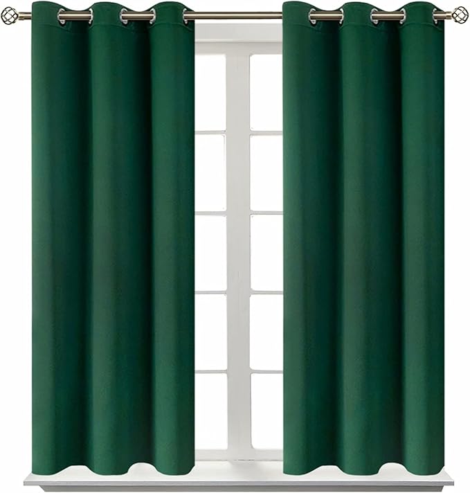 BGment Blackout Curtains for Bedroom - Grommet Thermal Insulated Room Darkening Drapes for Living Room, Set of 2 Panels (38 x 54 Inch, Emerald Green)