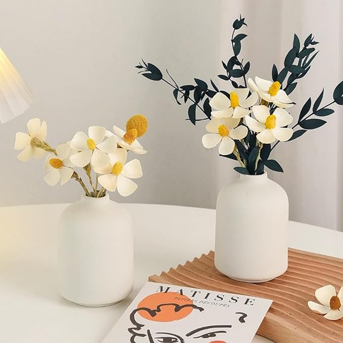 Modern White Small Ceramic Vase Set of 12 for Living Room Bedroom 4.13'' Minimalist Fresh Flower Vases for Home Decor Office Fireplace Centerpieces Nordic Style Gift for Fake Plant 12 Pack