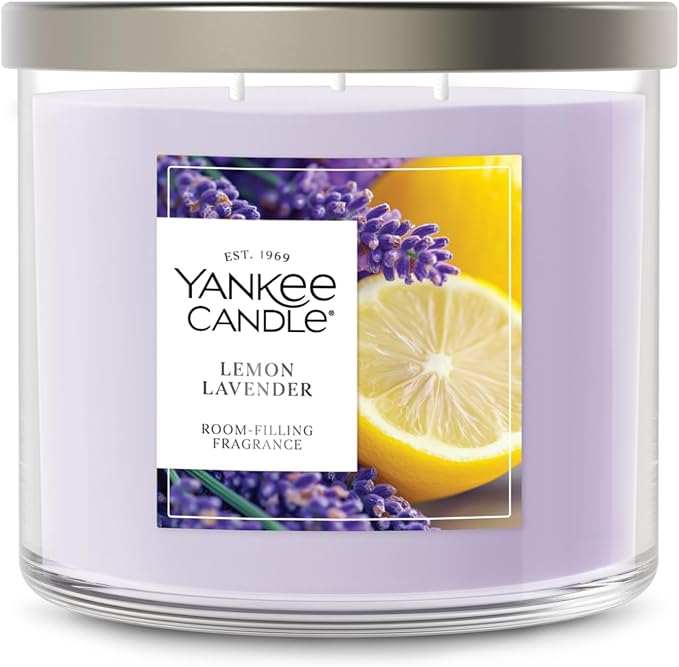 Yankee Candle 3 Wick Candle Jar, Scented Candle with up to 40 Hours of Burn Time, Premium Plant Wax Blend for Consistent Long Lasting Scent from First to Last Burn, Lemon Lavender