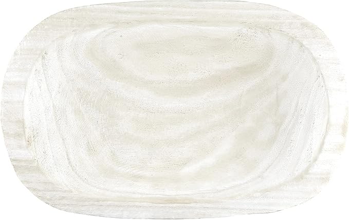 Santa Barbara Design Studio Table Sugar Paulownia Wood Bowl, 12.25-Inch Diameter, White