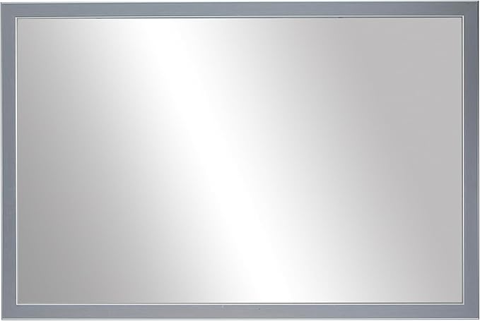 Frame My Mirror Silver Bathroom Mirror for Wall, 30" x 42" Brushed Chrome Bathroom Vanity Mirror, Made in USA, Hangs Horizontally or Vertically, Ellis Design