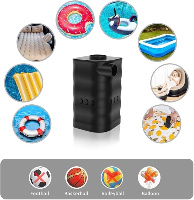 Woowind Electric Air Pump, Cordless Air Mattress Pump for Pool Floats, Swimming Rings, Air Bed, Air Sofa, Rechargeable Battery Powered