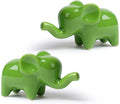 Small Elephant Statue Good Luck 2-Pack 4 inch Green Accent Small Knick Knacks Gifts, for Home Office Shelf Desk Coffee Table Decoration
