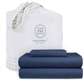 Threadmill Cotton Twin Sheet Set | 100% Cotton Sheets for Twin Size Bed | Solid Sateen Twin Bed Sheets Set with 16” Deep Pocket | Soft Breathable 3-Piece Cooling Sheet Set | Folkstone Blue