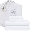 Threadmill Cotton Full Size Sheet Set| 100% Cotton Sheets for Full Size Bed | Solid Sateen Full Bed Sheets Set with 16” Elasticized Deep Pocket | Soft Breathable 4-Piece Cooling Sheet Set | White