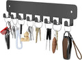 pickpiff 1 Pack Key Holder for Wall Adhesive, Key Hooks with 8 Hooks Wall Mounted, Black Key Hangers for Living Room, Kitchen, Office