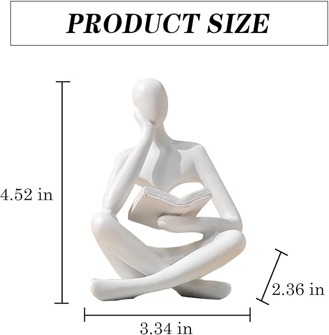 Bookshelf Decor Thinker Statue - Abstract Style Thinker Sculptures Modern Aesthetic Figurine Decoration Statues for Home Decor-Zuo Si-White