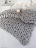 Chunky Knit Blanket Soft Handmade Knitting Throw for Bedroom Sofa Decor Super(Light Gray 60"x80")