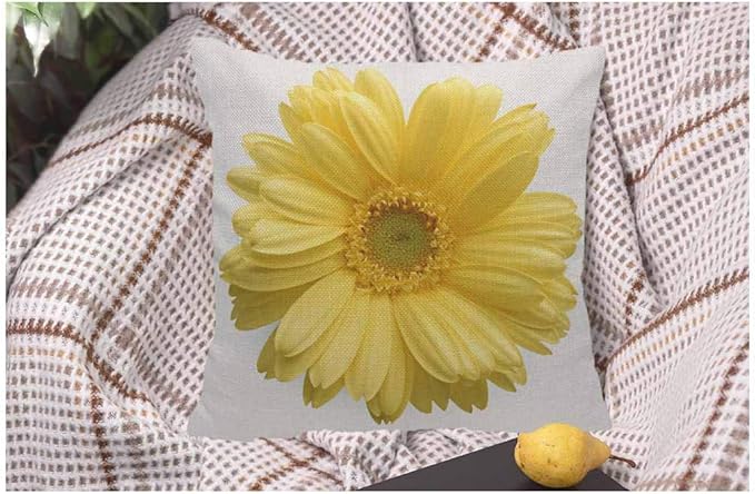 WONDERTIFY Throw Pillow Cover Yellow Flower Sunflower Background - Soft Linen Pillow Case for Decorative Bedroom/Livingroom/Sofa/Farm House - Couch Pillow Cushion Covers 18x18 Inch