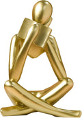 Bookshelf Decor Thinker Statue - Abstract Style Thinker Sculptures Modern Aesthetic Figurine Decoration Statues for Home Decor-Right Thinking-Gold