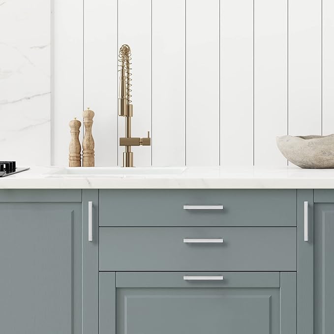 Ravinte 25 Pack Brushed Nickel Kitchen Cabinet Handles 5 Inch Cabinet Pulls Square Kitchen Hardware for Cabinet Drawer Pulls Drawer Handles Come with Screwdriver