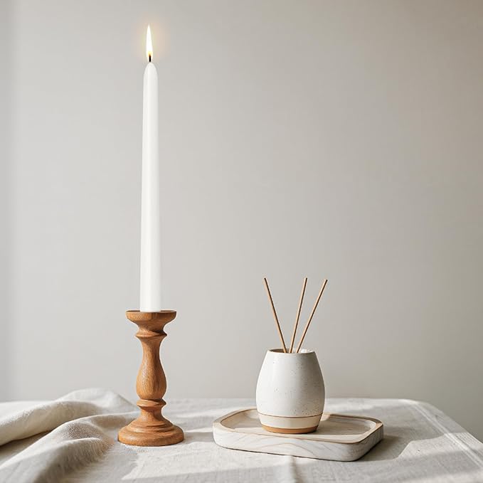 Viyffo Taper Candles 12 Inch – 4 Pack White, Dripless, Unscented, Smokeless – 9 Hour Burn – Tall Candlesticks for Wedding, Dinner, Holiday, Party, Home Decor