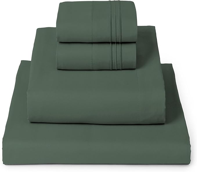 Mellanni Queen Sheets Set - 4 PC Iconic Collection Bedding - Hotel Luxury, Extra Soft, Cooling Bed Sheets - Wrinkle, Fade, Stain Resistant (Queen, Emerald Green)