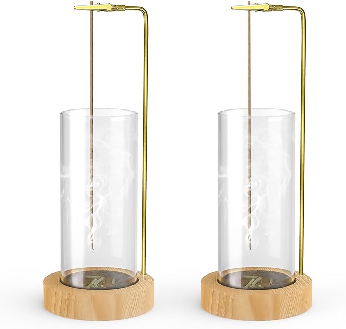 2 Pack Incense Holder, Incense Burner, Insence-Stick Holder Mess-Free Incense Burner Holder, Ideal for Meditation, Yoga, Relaxation, and Home Decor - Anti-Ash Flying (Round Wood Color)