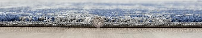 Keen Home Design Area Rugs - 10ft Round Non-Shedding, Abstract Rugs for Kitchen, Living Room, Bedroom, Dining Room, Entryway - Size: 10' Square, Navy/Grey/White