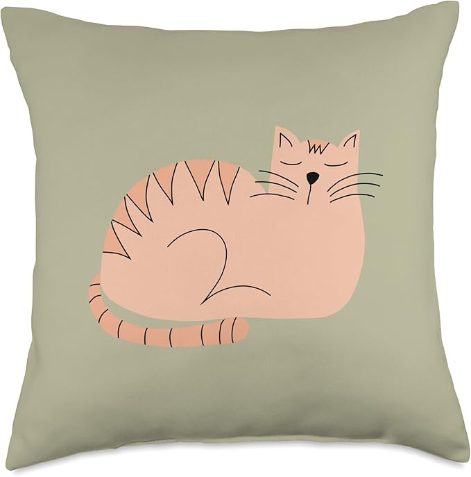 Cute Scandinavian Animals Designs Scandinavian Mom Boho Cat Throw Pillow, 18x18, Multicolor