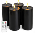 4 Packs Flameless Candles, Black Battery Operated Candles, Black Halloween LED Candles, Real Wax Flickering Candlelights with Remote for Home Fall Halloween Christmas Party Candelabra
