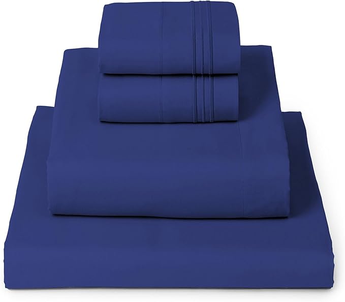 Mellanni King Sheets Set - 4 PC Iconic Collection Bedding - Hotel Luxury, Extra Soft, Cooling Bed Sheets - Wrinkle, Fade, Stain Resistant (King, Royal Blue)