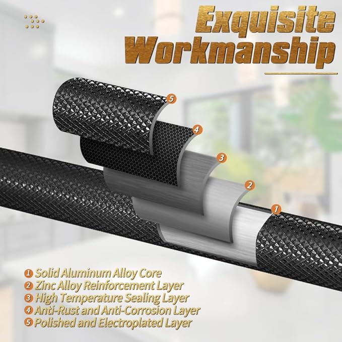 Knurled Cabinet Pulls 2 Pack, 4 Inch Long Cabinet Handles Metal Door Pulls, Kitchen Drawer Pull Knurled Dresser Handles - 3" Hole to Hole, Black & Gold