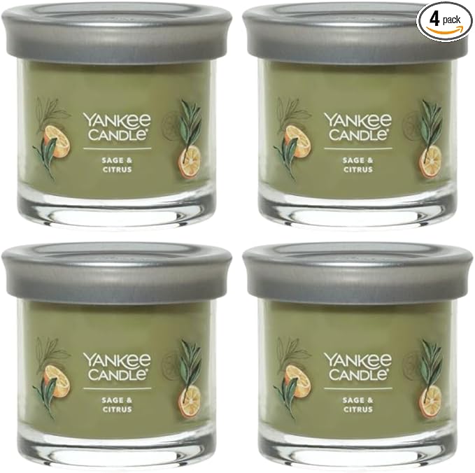 Yankee Candle Small Tumbler Scented Single Wick Jar Candle, Sage & Citrus, Over 20 Hours of Burn Time, 4.3 Ounce (Pack of 4)